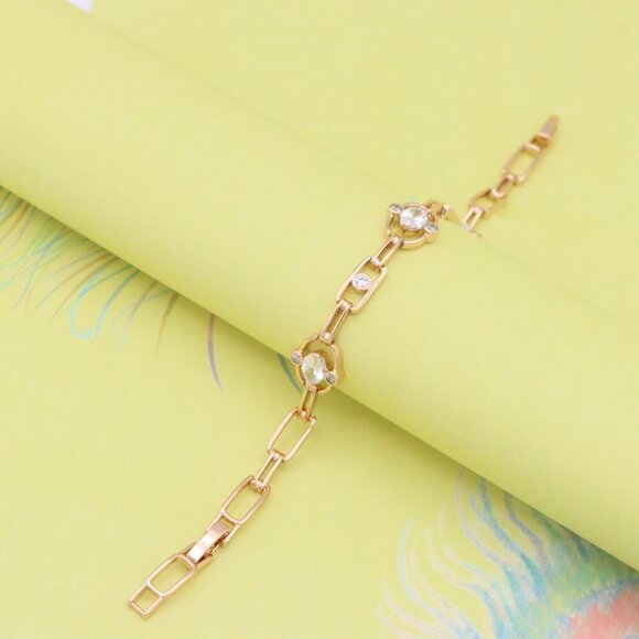 "Elegant Rose Gold Link Bracelet with Oval & Round Sparkling CZ, XPBL0926 - Picture 4 of 12